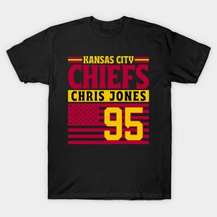 Kansas City Chiefs Chris Jones 95 American Flag Football T-Shirt